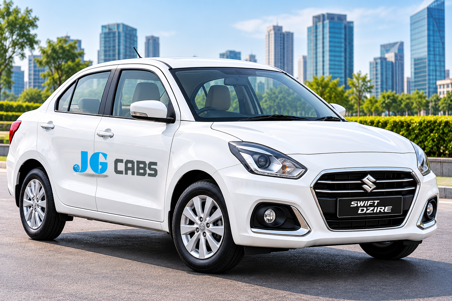 JG CABS white SUV — Indian tourist vehicle